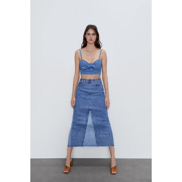 Zara The 90’s Collection Denim Midi Skirt - Picture 1 of 10